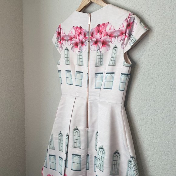 Ted Baker London Deonny Window Box Skater Mini Dress Pink  - Size 6 - EUC - Picture 12 of 13